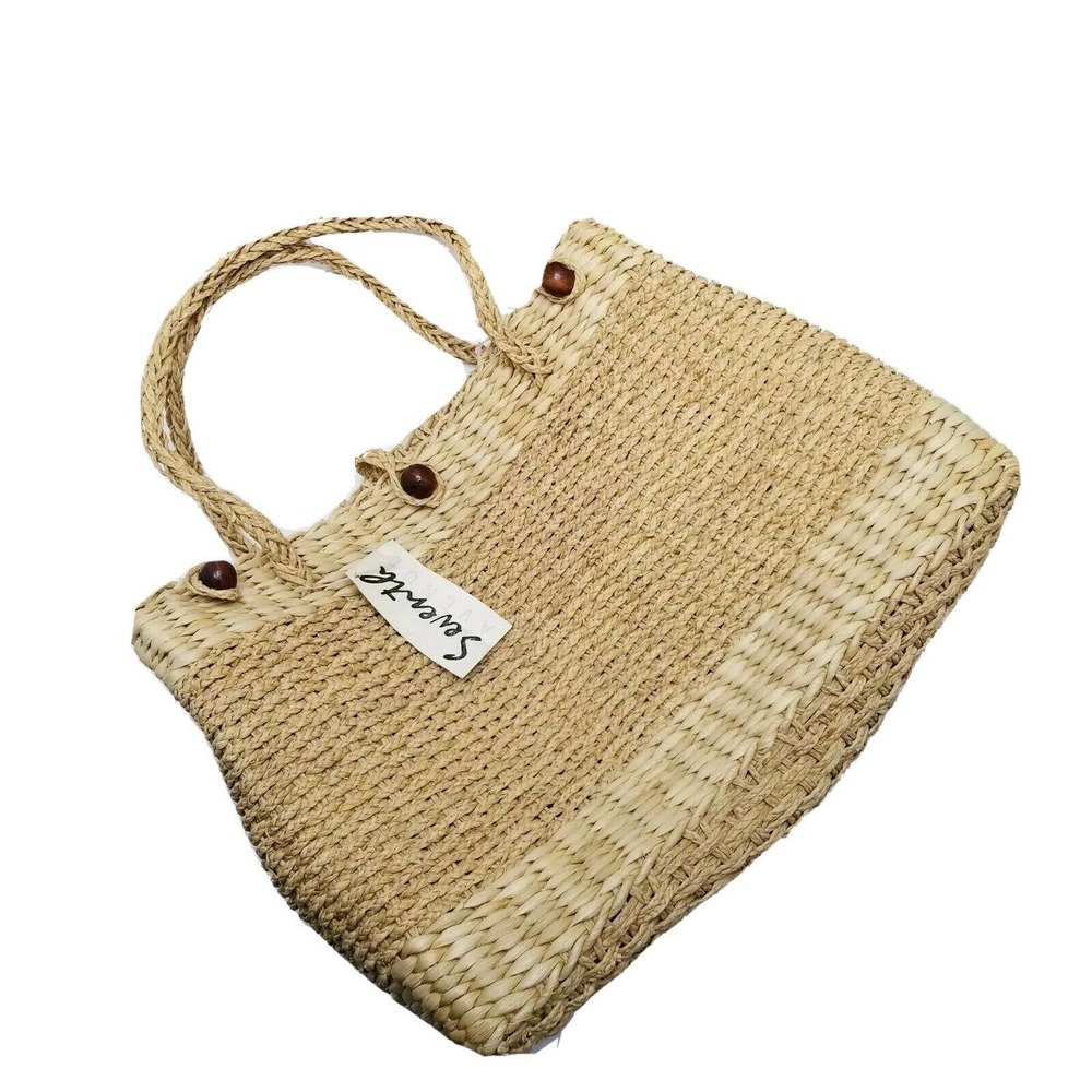 Seventh 7 Large natural straw sea grass Shoulder Bag Tote